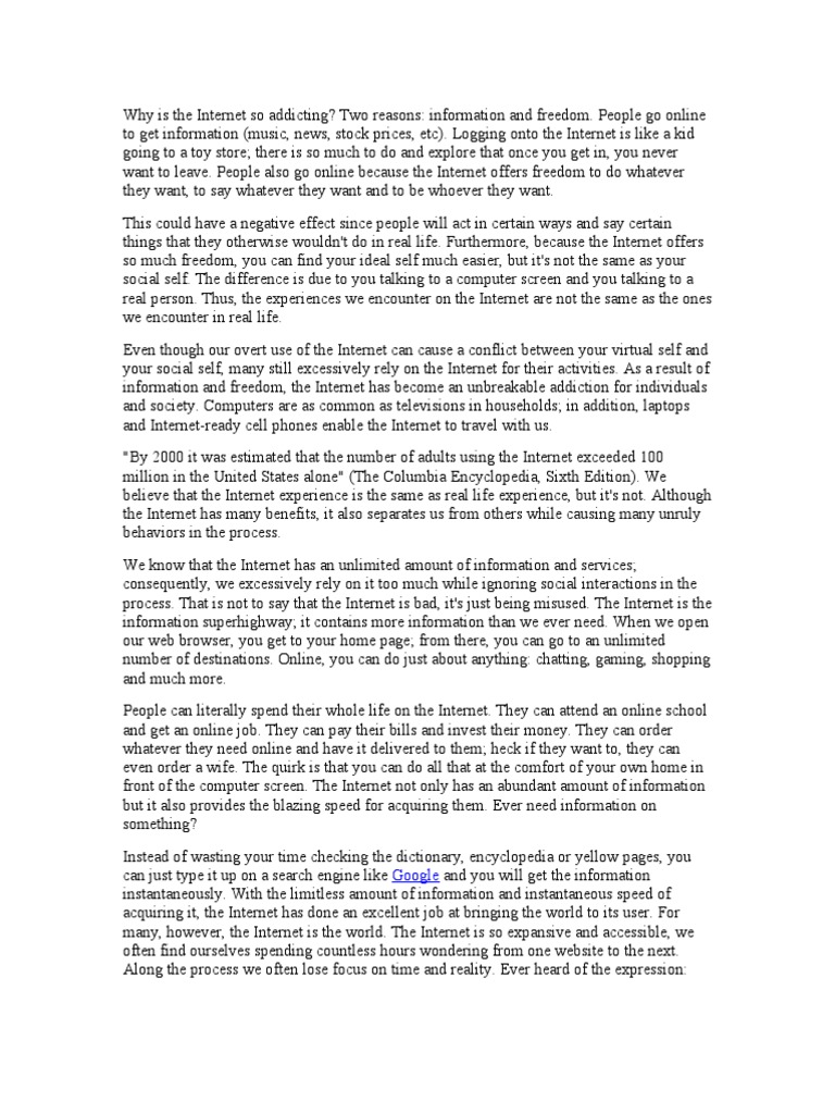 Internet Essay | PDF | Social Science | Computers