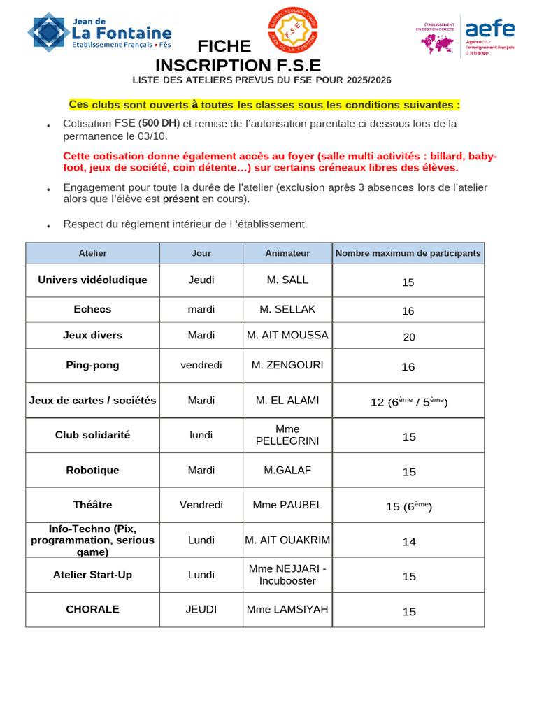 Activites Fse 2025-2026 | PDF