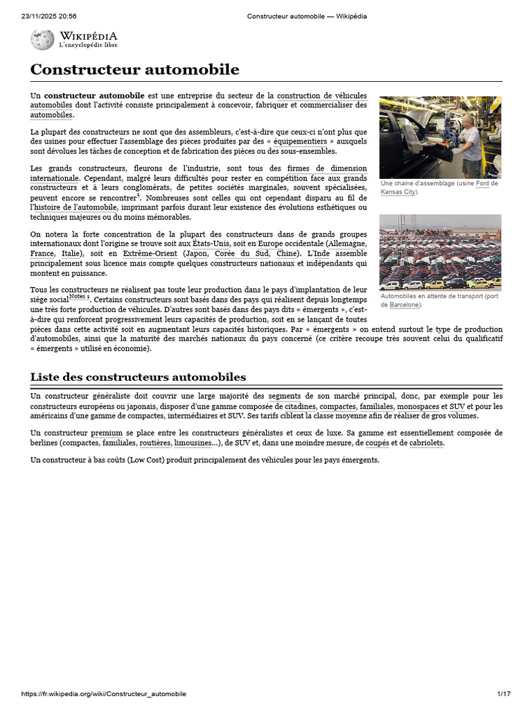 Constructeurs automobiles : types et enjeux | PDF | Industrie ...