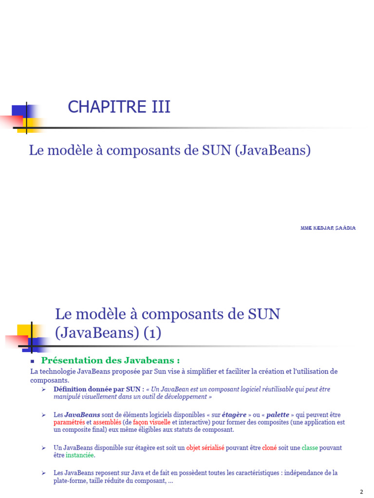 Introduction aux JavaBeans de SUN | PDF | Java (Langage de ...
