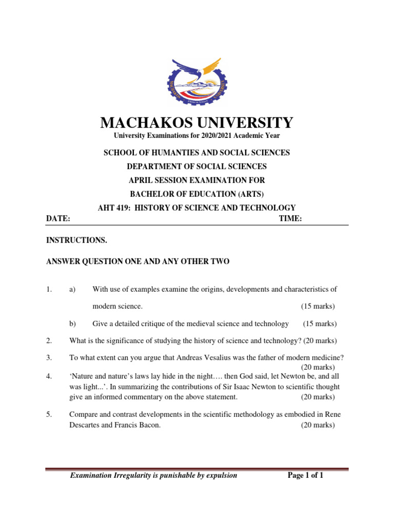 Examination Guidelines for AHT 419 | PDF