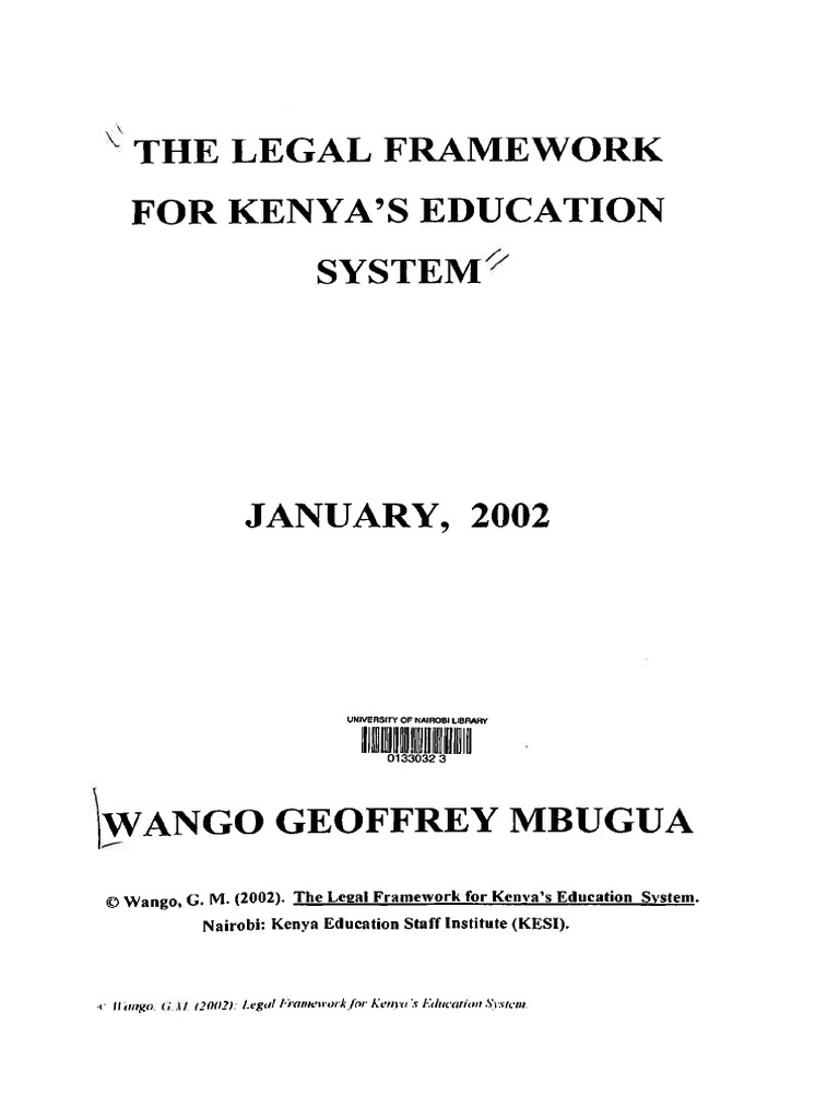 Legal Framework of Kenya's Education | PDF | Teachers | Kenya