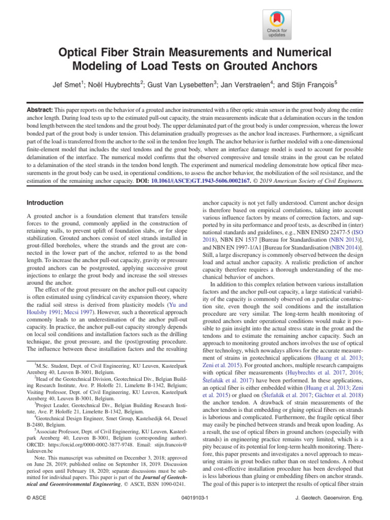 Optical Fiber Strain in Grouted Anchors | PDF | Oil Well | Geotechnical ...