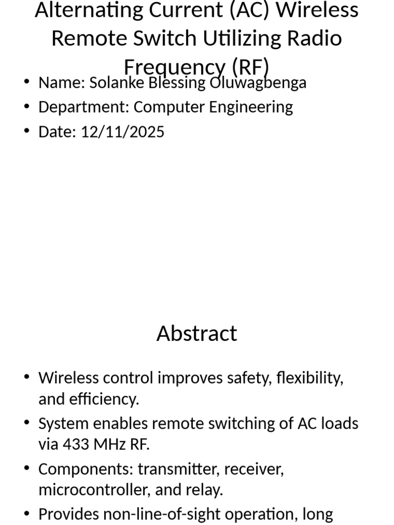 AC Wireless Remote Switch RF Summary | PDF | Relay | Transmitter