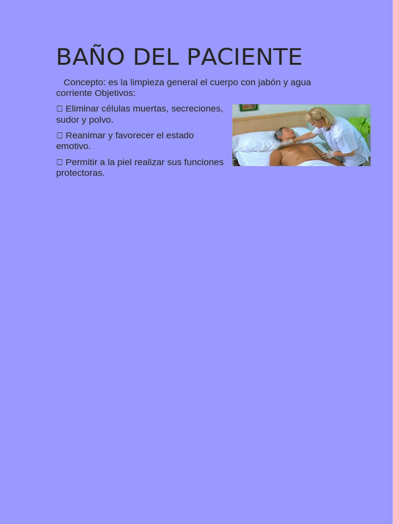 Baño del Paciente: Limpieza y Bienestar | PDF