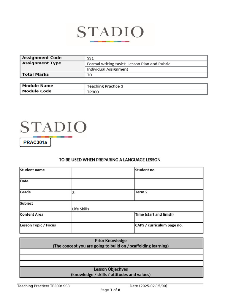 Language Lesson Plan and Rubric | PDF | Learning | Lesson Plan