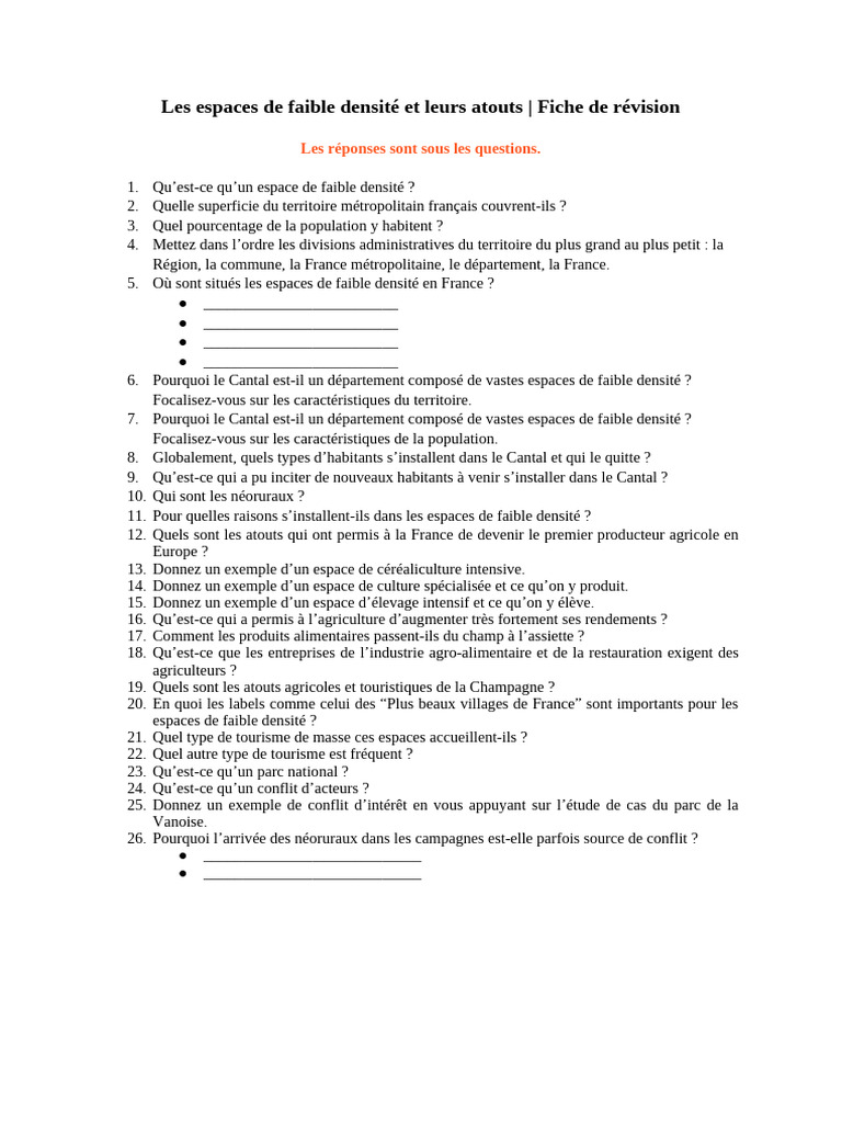 Atouts des espaces de faible densité en France | PDF | France | Agriculture