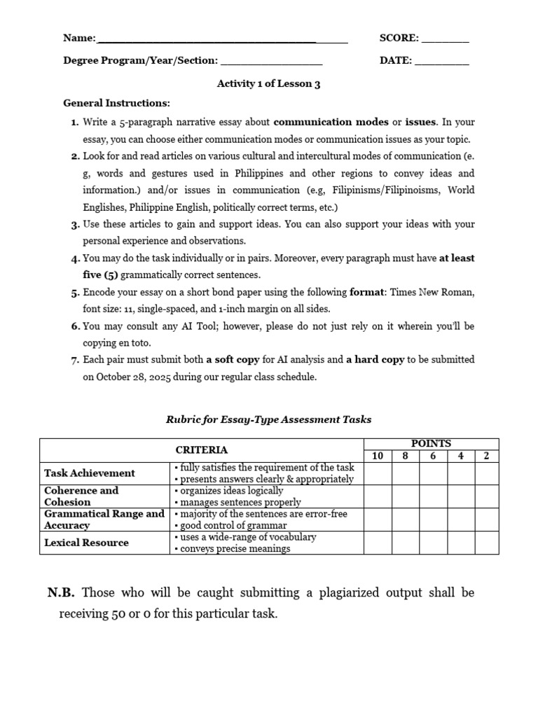Activity 1 of Lesson 3 | PDF | Communication | Cognitive Science