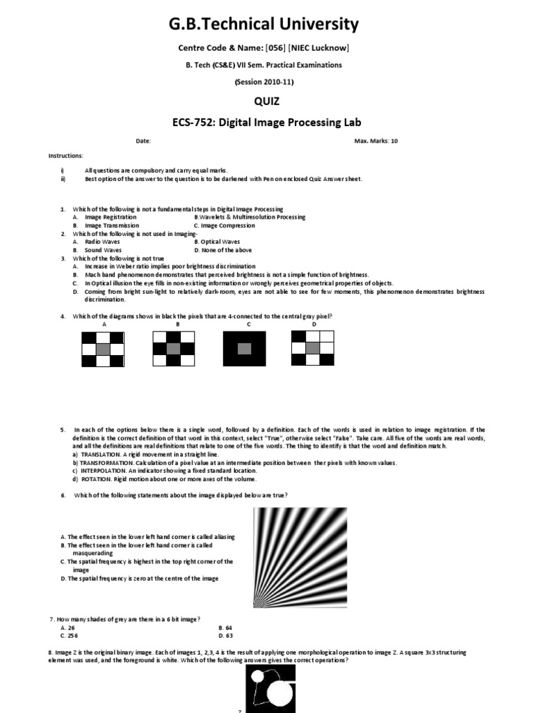 Quiz Digital Image Processing | PDF | Signal Processing ...