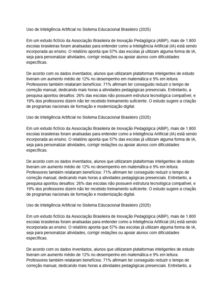 IA na Educação Brasileira: Impactos e Desafios | PDF | Inteligência ...