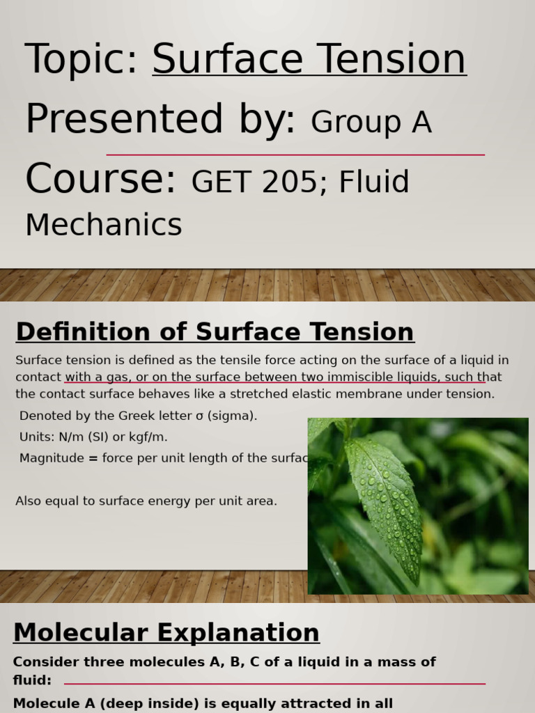 Group A's Presentation | PDF | Surface Tension | Drop (Liquid)