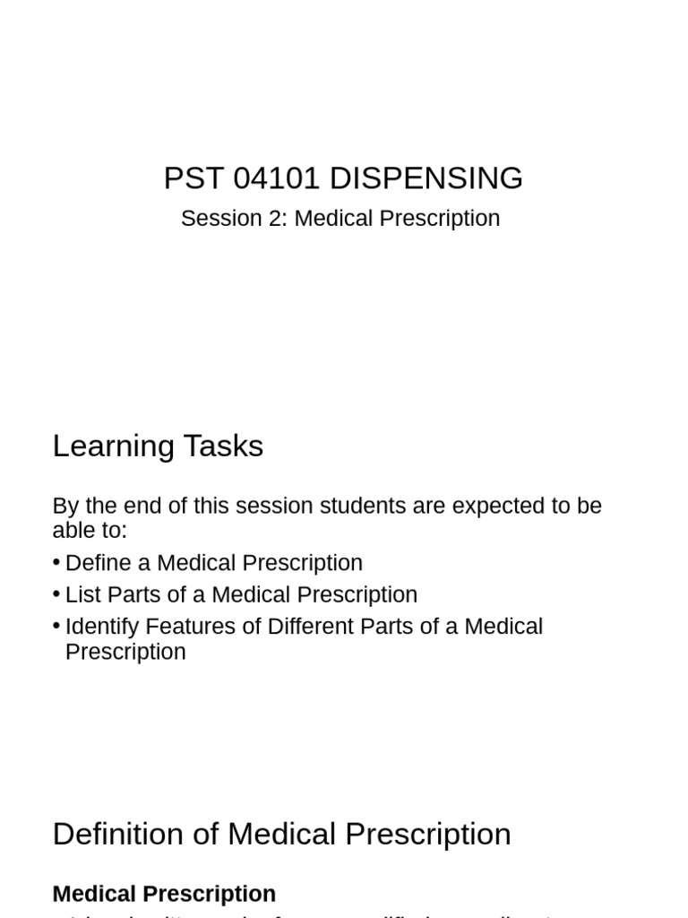 Session 2 Medical Prescription | PDF | Medical Prescription | Pharmacology