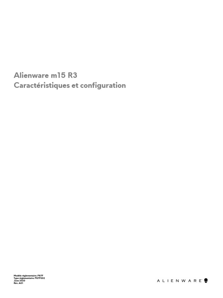 Caractéristiques de l'Alienware m15 R3 | PDF | USB | Wi-Fi