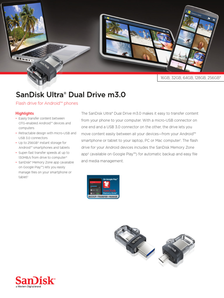 Data Sheet Ultra Dual Drive m30 Usb 3 0 Micro Usb | PDF | Usb | Android ...