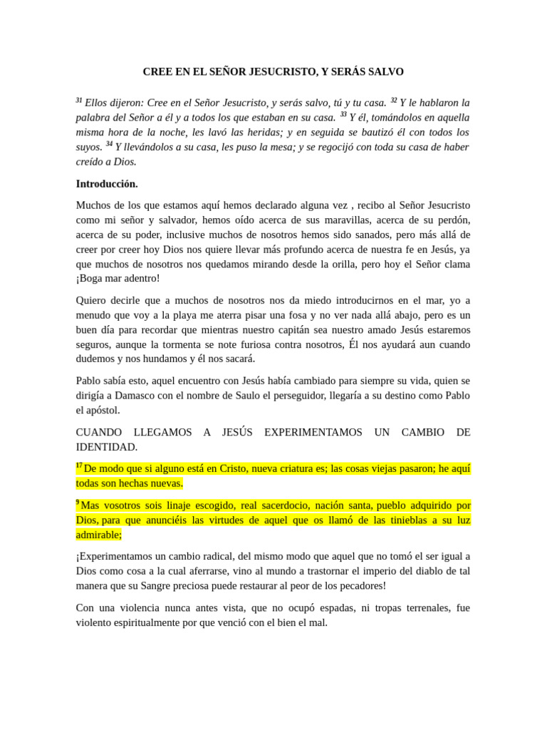 Cree en El Señor Jesucristo | PDF | Cristo (título) | Pablo el apóstol