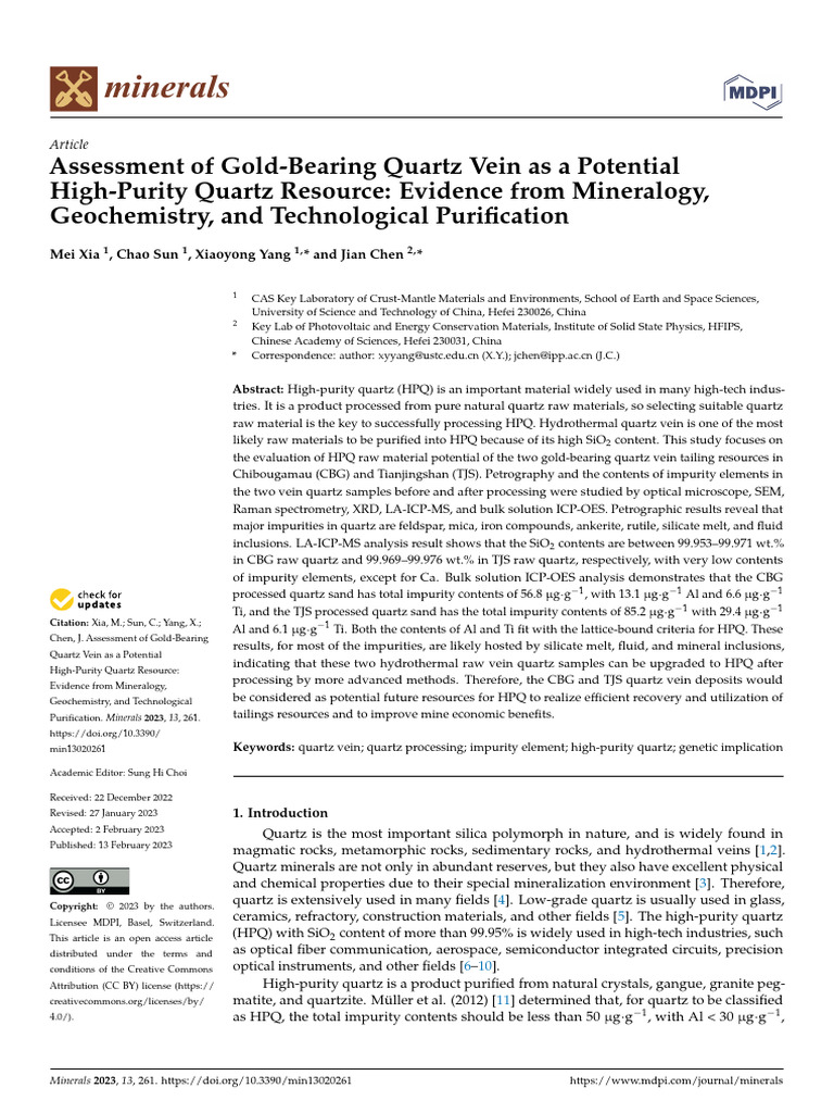 High-Purity Quartz from Gold-Bearing Veins | PDF | Minerals | Quartz
