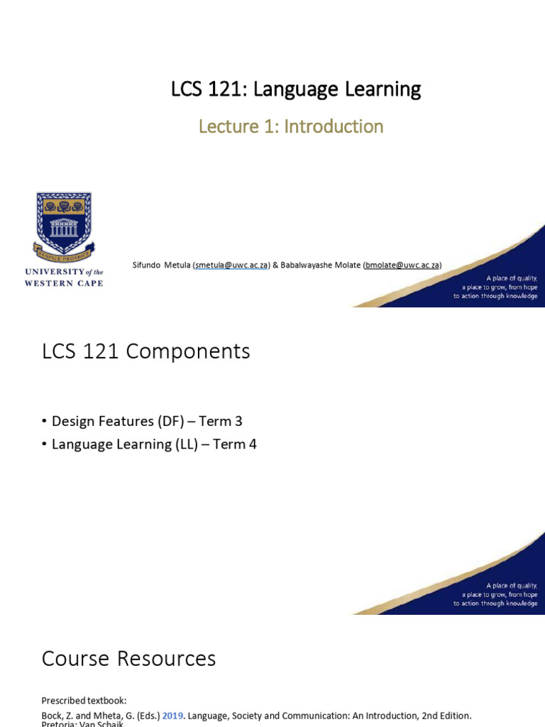 LL+Lecture+1 2025.Pptx. 1 | PDF | Language Acquisition | Second Language
