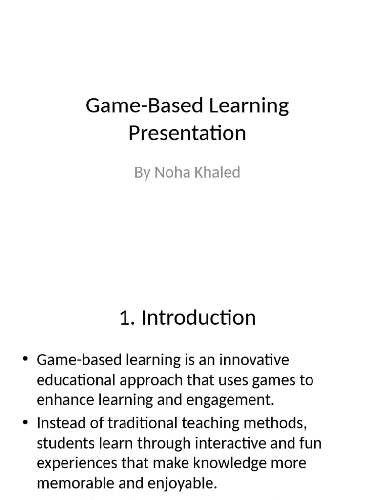 Game Based Learning Updated Presentation | PDF
