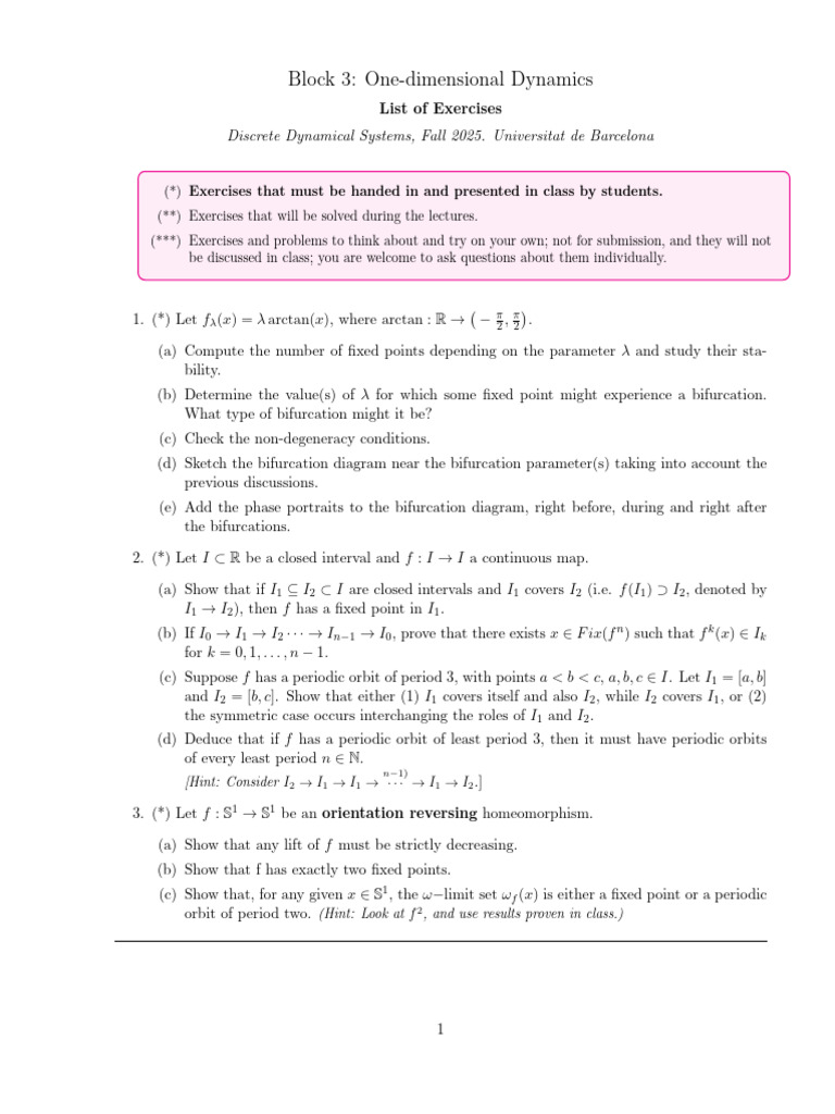 One-Dimensional Dynamics Exercises | PDF | Mathematical Analysis ...