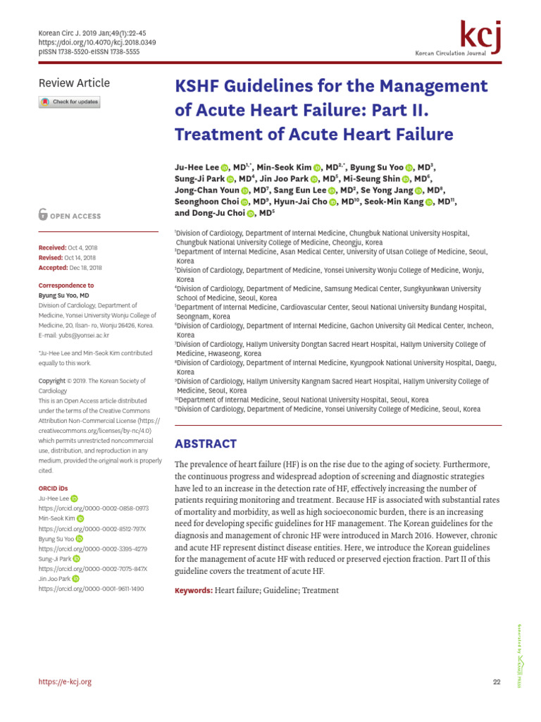 Korean Guidelines for Acute Heart Failure | PDF | Heart Failure | Shock ...