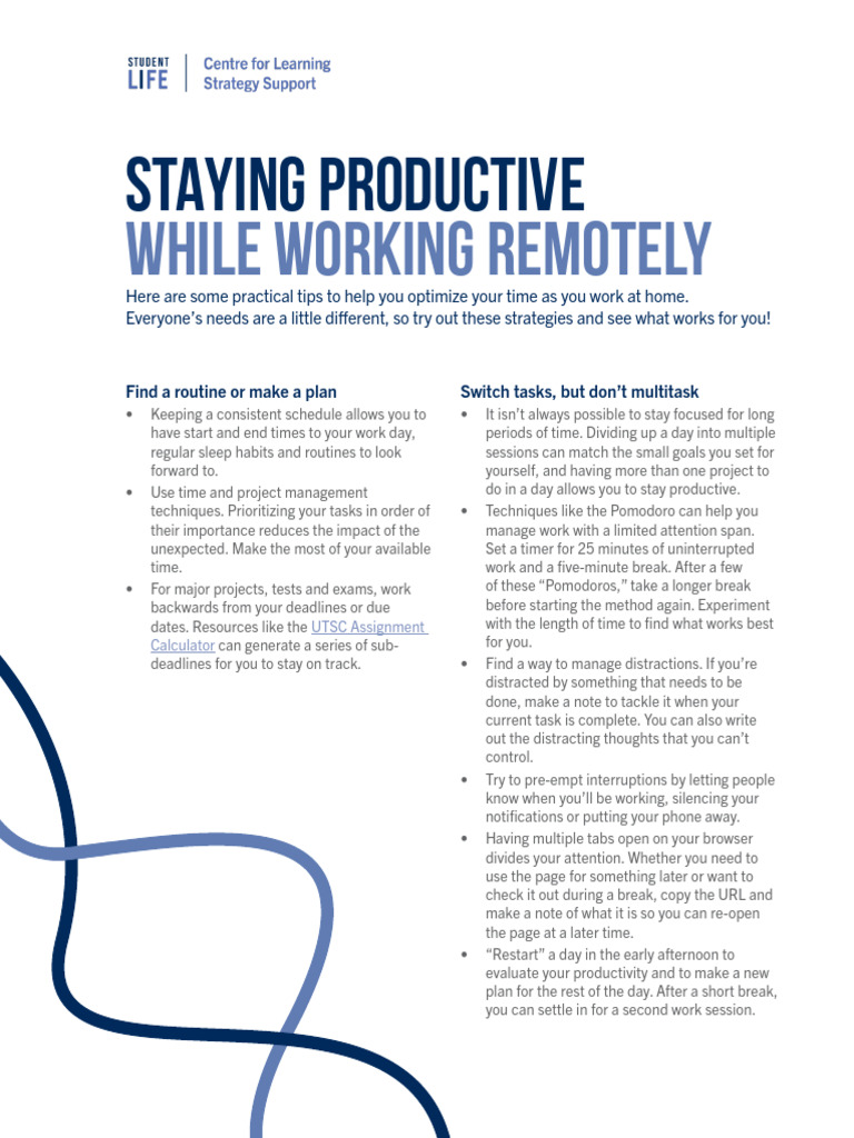 CLSS Staying Productive While Working Remotely AODA | PDF | Cognition ...