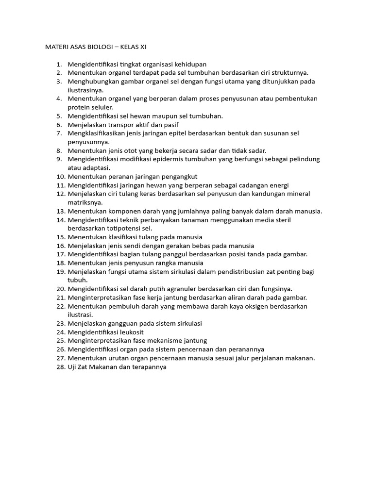 Materi Asas Biologi - Kelas Xi | PDF