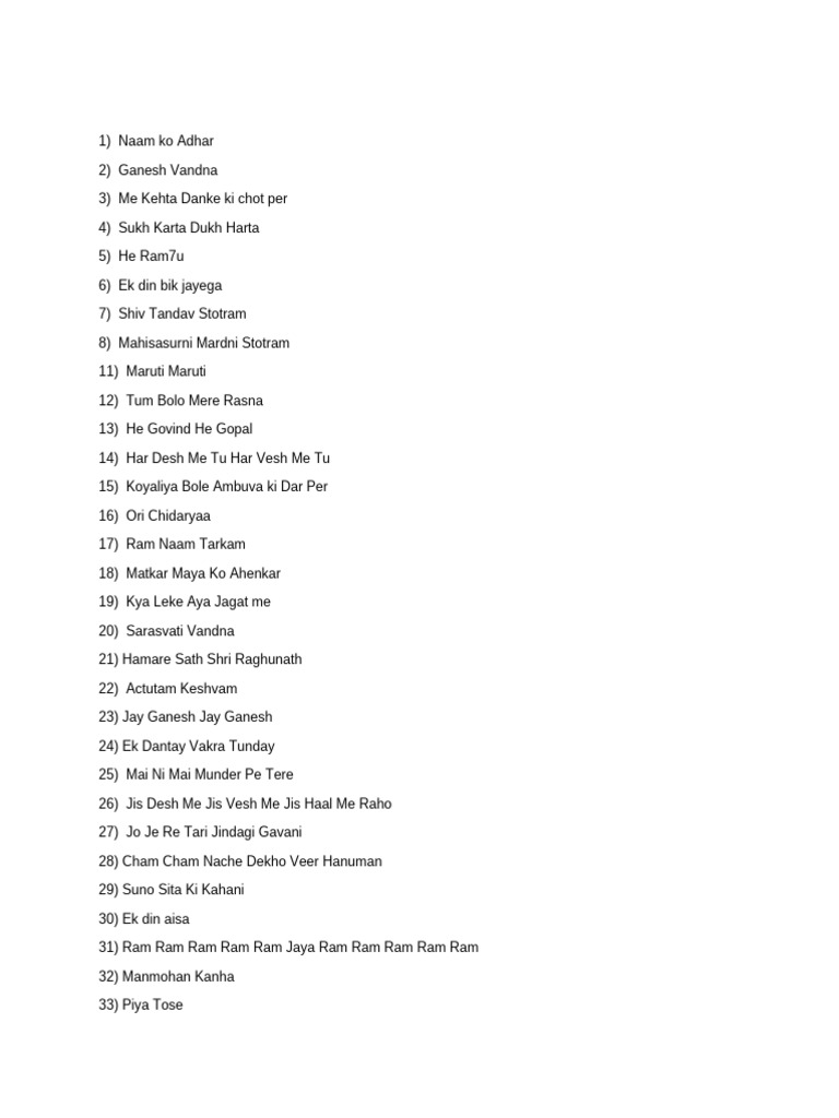Bhajan List | PDF