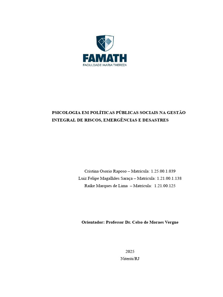 Va2 - Gestão Integral de Riscos Emergencias e Desastres | PDF ...
