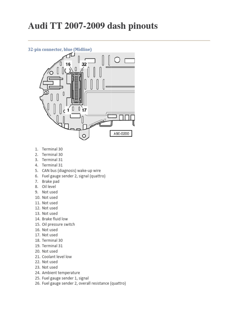 Audi TT 2007-2009 : Schémas et Pinouts | PDF