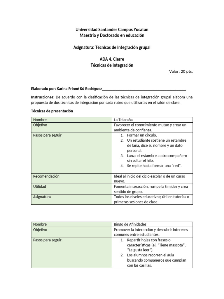 Técnicas de Integración Grupal en Educación | PDF | Las emociones ...
