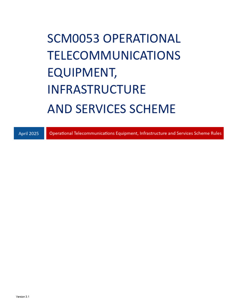 SCM0053 Telecommunications Scheme Rules | PDF | Procurement | Insurance