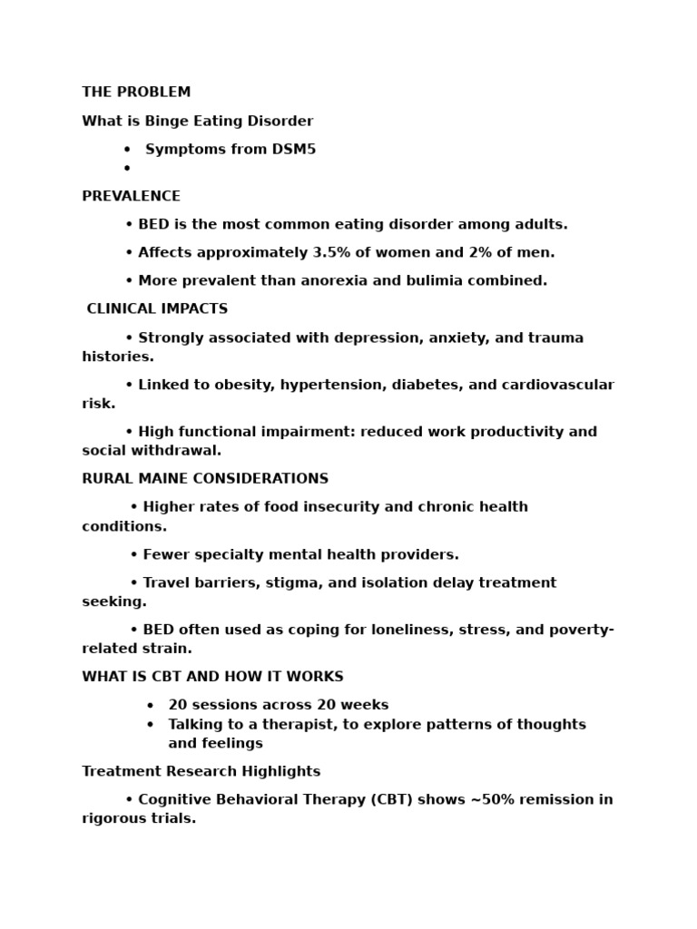 Understanding Binge Eating Disorder and CBT | PDF