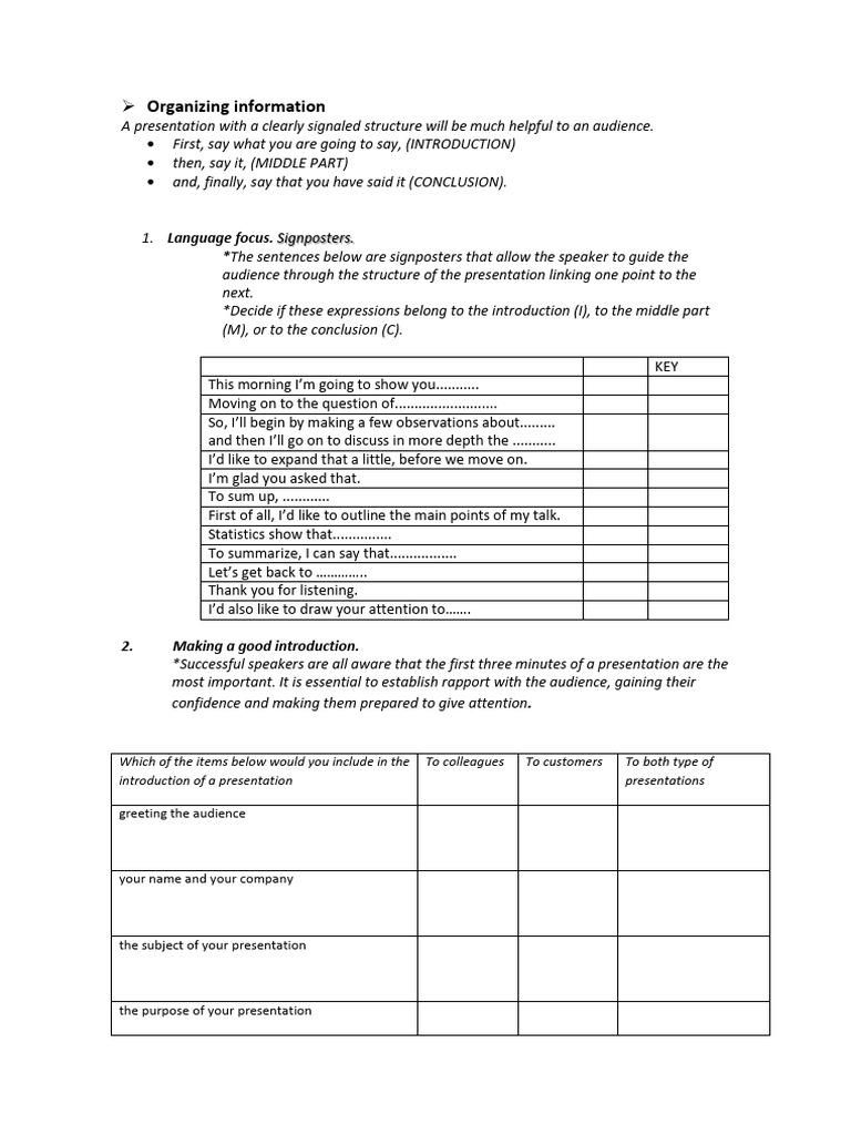 Effective Presentation Structure Guide | PDF | Human Communication ...