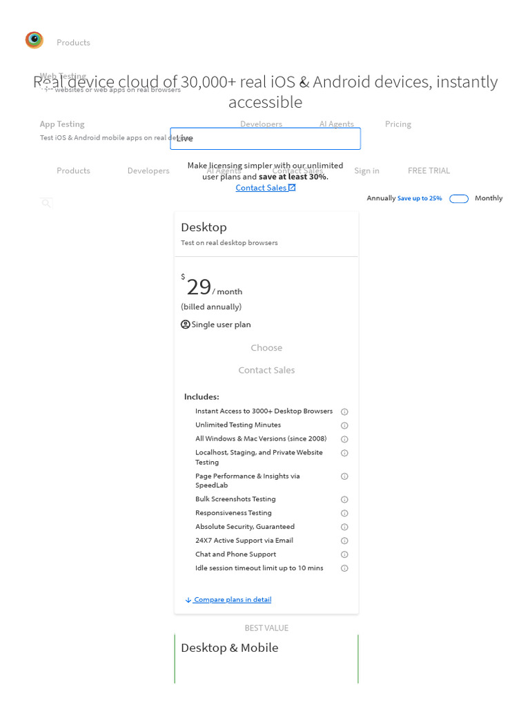 BrowserStack Pricing | PDF | Mobile App | Ios