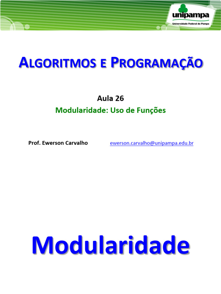 Funções e Modularidade em C | PDF | Programação modular | Função ...