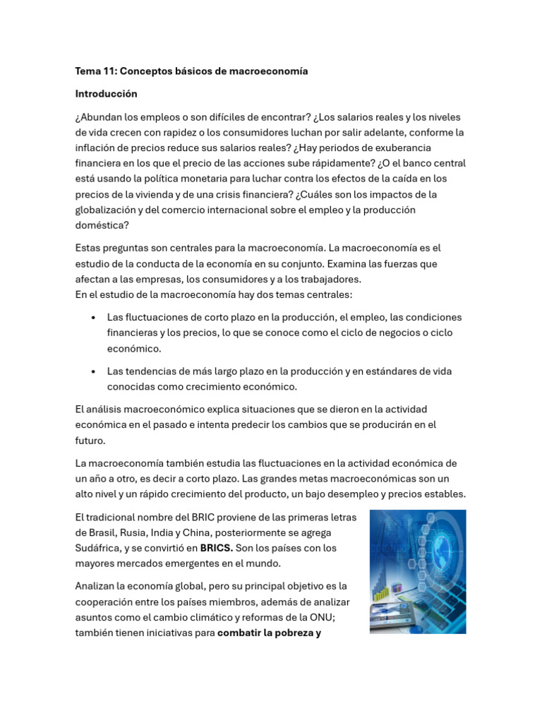 Economia Tema11 | PDF | Inflación | Producto Interno Bruto
