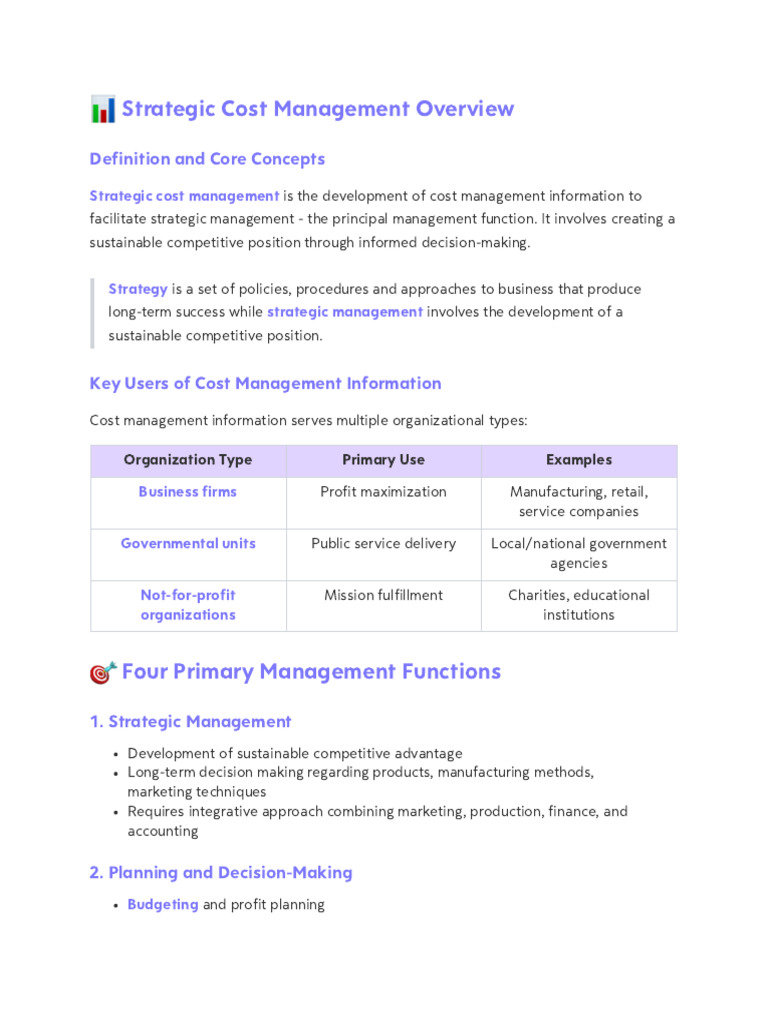 Strategic Cost Management Insights | PDF | Net Present Value | Internal ...