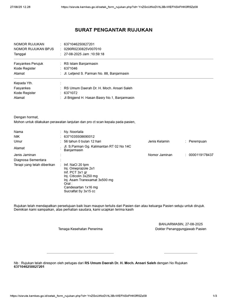 Cetak Form Rujukan | PDF