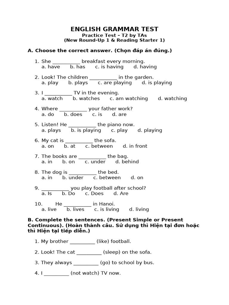 t2 Practice English Grammar Test | PDF | Chess Openings | Chess