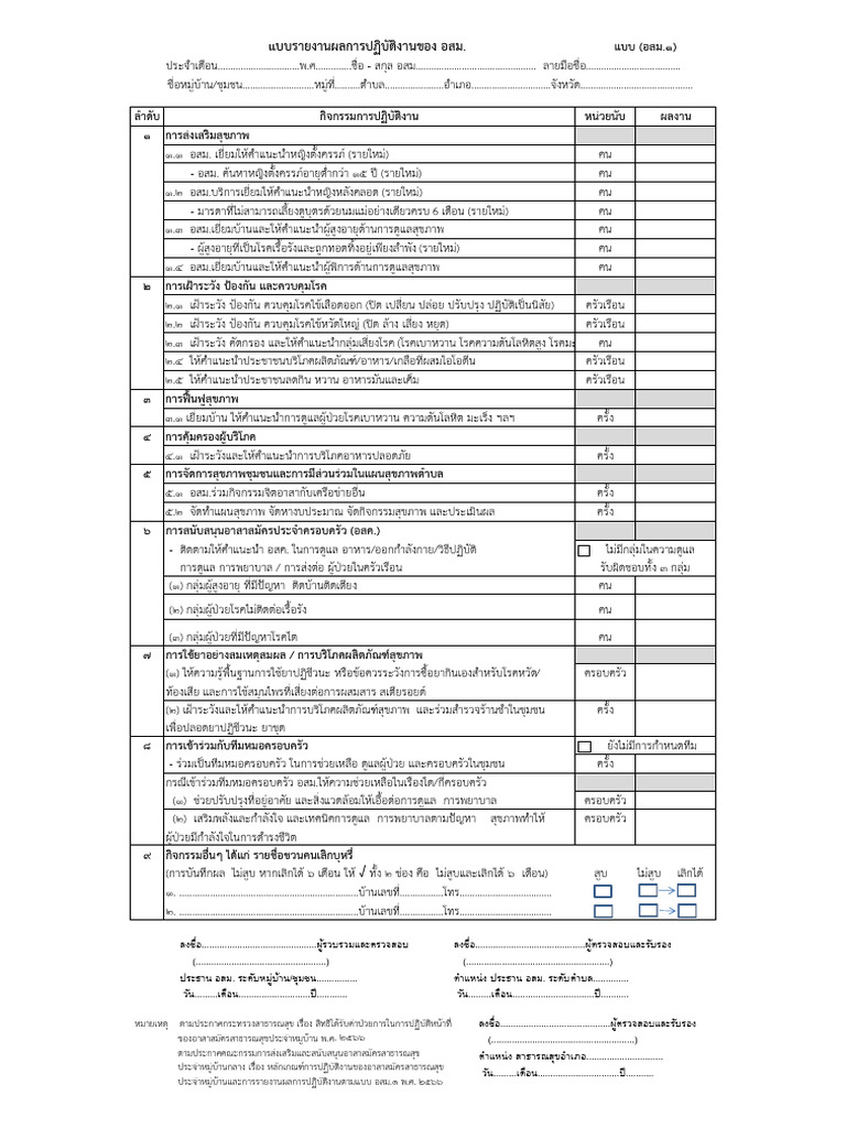 แบบ อสม1 | PDF