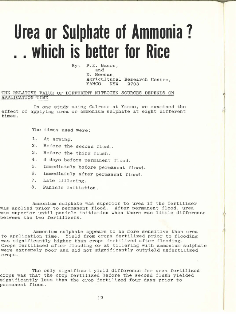 Bacon+1979+Urea+or+Sulphate+on+Amonica | PDF | Ammonium | Fertilizer