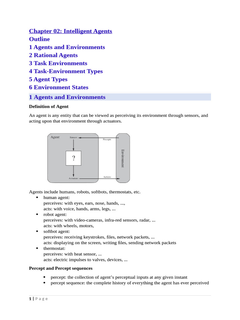 Chapter 02 Intelligent Agents-2 | PDF | Perception | Function (Mathematics)
