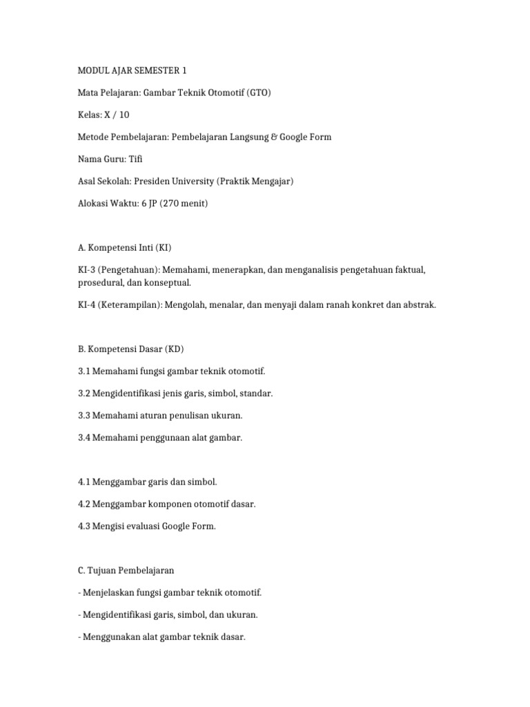 Modul Ajar GTO Semester1 | PDF