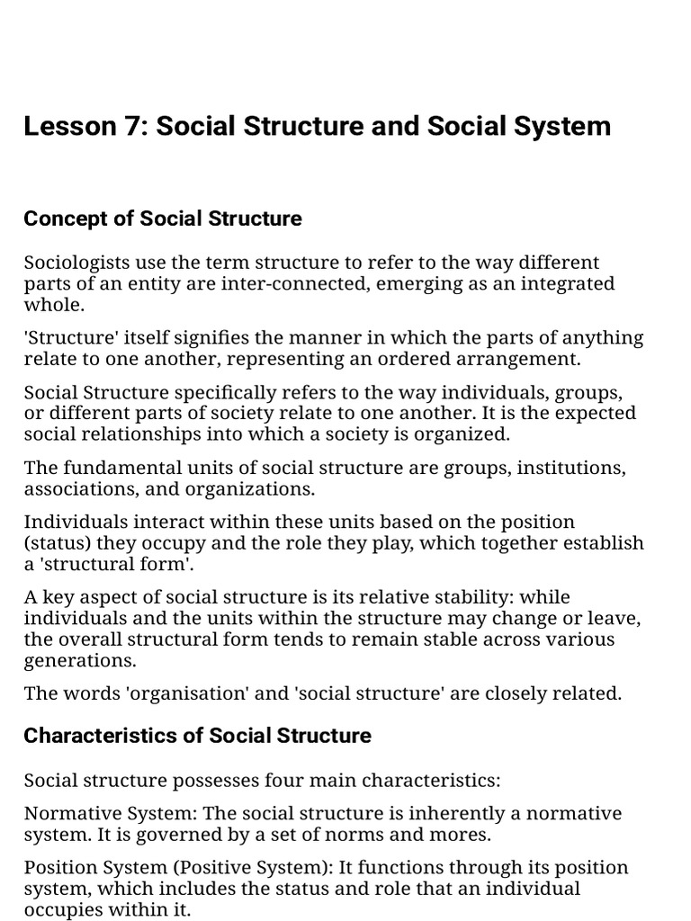 Understanding Social Structure and Systems | PDF | Value (Ethics ...