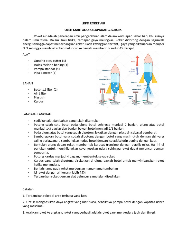 Panduan Membuat Roket Air Sederhana | PDF