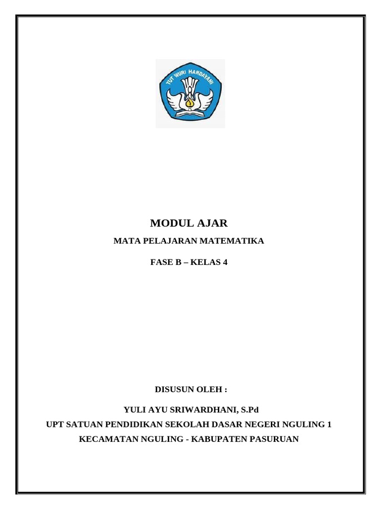 Modul Ajar Matematika Kelas 4 SD | PDF