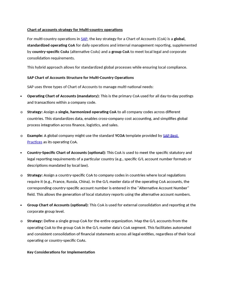 Multi-Country Chart of Accounts Strategy | PDF | Accounting ...