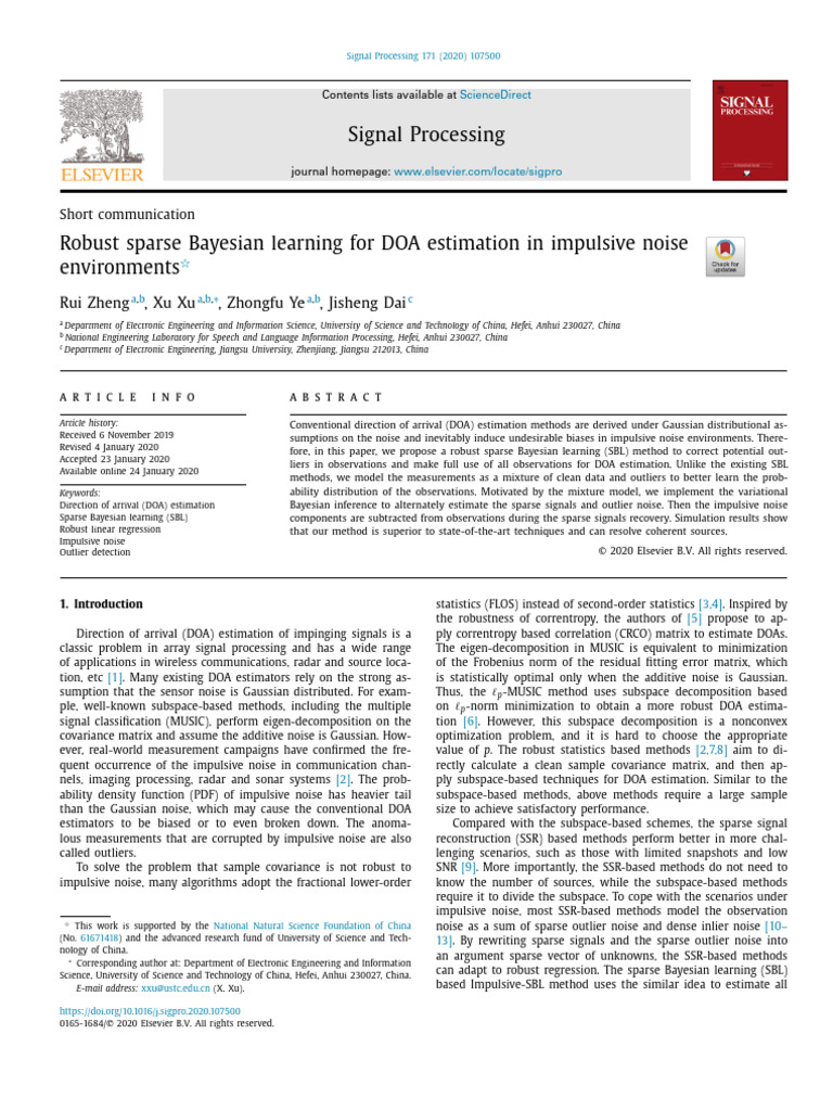 Robust DOA Estimation in Impulsive Noise | PDF | Outlier | Normal ...