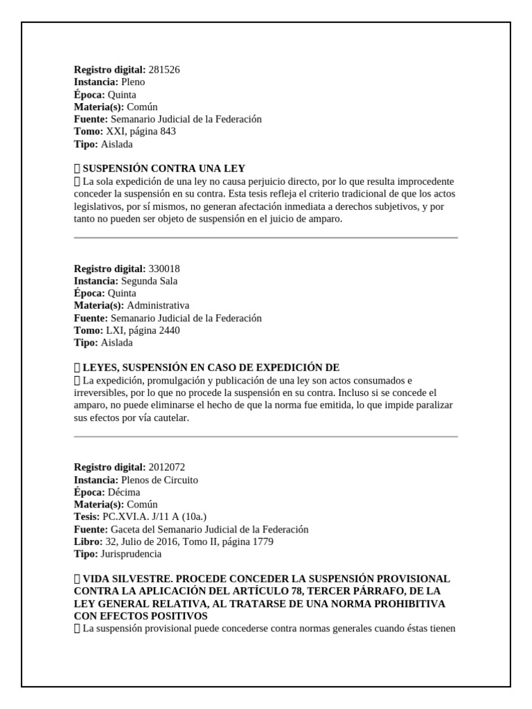 Suspensión de Leyes y Amparo en México | PDF | Caso de ley | Mandato