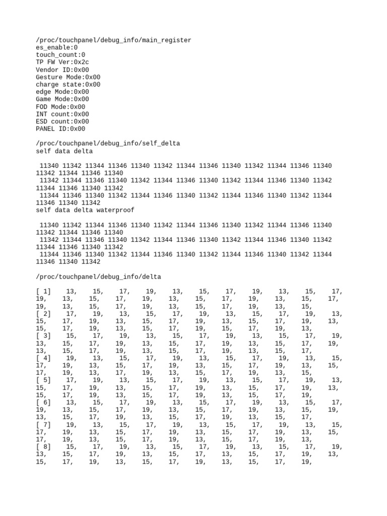 Touchpanel Debug Info Overview | PDF